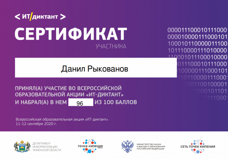 96 из 100 - ВОТ ЭТО РЕЗУЛЬТАТ!